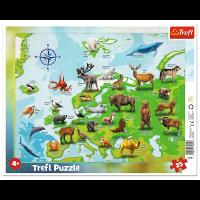 Opakowanie Puzzle ramkowe 25 Mapa Europy ze zwierzętami TREFL