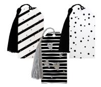 Opakowanie Tagi prezentowe z chwostem biało-czarne 6szt