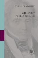 Wieczory petersburskie. O doczesnym panowaniu Opatrzności. Autor: de Maistre Joseph. SmakLiter.pl Okładka książki Wieczory petersburskie. O doczesnym panowaniu Opatrzności