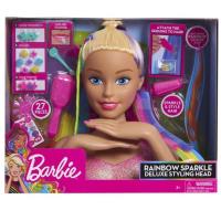 Opakowanie Barbie Deluxe głowa do stylizacji tęczowe włosy