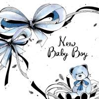 Opakowanie Karnet Swarovski kwadrat CL2513 Narodziny chłopca - Miś