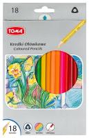 Kredki ołówkowe trójkątne 18 kolorów TOMA. Wydawca: TOMA. SmakLiter.pl Opakowanie Kredki ołówkowe trójkątne 18 kolorów TOMA