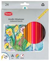 Kredki ołówkowe trójkątne 24 kolory TOMA. Wydawca: TOMA. SmakLiter.pl Opakowanie Kredki ołówkowe trójkątne 24 kolory TOMA
