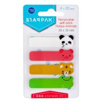 Zakładki indeksujące 55x15mm 4x20K zwierzęta. Wydawca: Starpak. SmakLiter.pl Opakowanie Zakładki indeksujące 55x15mm 4x20K zwierzęta