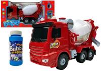 Betoniarka na baterie czerwona światła dźwięki generator baniek. Wydawca: Lean Toys. SmakLiter.pl Opakowanie Betoniarka na baterie czerwona światła dźwięki generator baniek