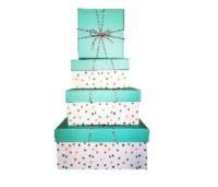Opakowanie Pudełko Kwadrat mięta pastel kropki XL ROZETTE