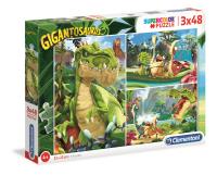 Puzzle 3x48 Super Kolor Gigantosaurus. Wydawca: Clementoni. SmakLiter.pl Opakowanie Puzzle 3x48 Super Kolor Gigantosaurus