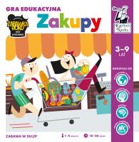 Zakupy. Gra edukacyjna. Kapitan Nauka. Autor: Magdalena Popovics. SmakLiter.pl Okładka książki Zakupy. Gra edukacyjna. Kapitan Nauka