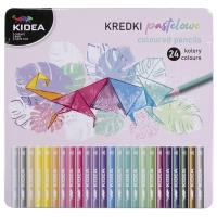 Kredki pastelowe Kidea trójkątne w metalowym pudełku 24 kolory KPTMP24KA. Wydawca: Derform. SmakLiter.pl Opakowanie Kredki pastelowe Kidea trójkątne w metalowym pudełku 24 kolory KPTMP24KA