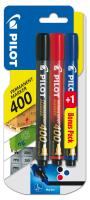 Marker permamentny Pilot Sca-400 Set 2+1 (czarny/czerwony/niebieski). Wydawca: Pilot. SmakLiter.pl Opakowanie Marker permamentny Pilot Sca-400 Set 2+1 (czarny/czerwony/niebieski)
