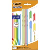 Opakowanie Ołówek + gumki BIC Evolution Stripes 646 HB Blister 4+4szt