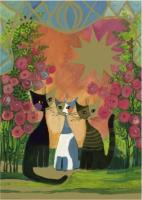 Opakowanie Puzzle 2000 Rodzinka kotów pośród róż