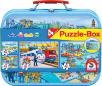 Puzzle 2x26 + 2x48 w walizce Transport G3. Wydawca: Schmidt. SmakLiter.pl Opakowanie Puzzle 2x26 + 2x48 w walizce Transport G3
