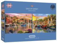 Opakowanie Puzzle 2x500 Żagle na tle zachodzącego słońca G3