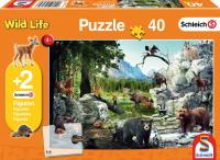 Opakowanie Puzzle 40 Schleich Zwierzęta lasu + 2 figurki G3