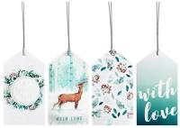 Opakowanie Tagi prezentowe brokatowe wykończenie 8szt