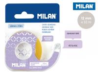 Opakowanie Taśma Milan samoprzylepna 12 mm x 33 m z dyspenserem na blistrze