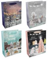 Opakowanie Torba prezentowa 31x42 Święta brokat mix