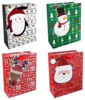 Opakowanie Torba prezentowa z dużym tagiem 31x42 Święta mix