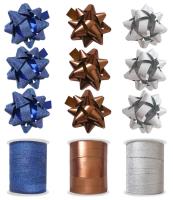 Opakowanie Zestaw do pakowania mix kolorów rozetki + wstążki