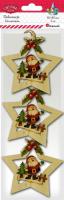 Opakowanie Drewniane zawieszki gwiazdy z Mikołajem 3szt