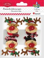 Opakowanie Klamerki drewniane z dekorem renifer filcowy 4szt