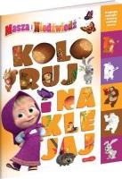 Masza i Niedźwiedź. Koloruj i naklejaj. Autor: Marta Stochmiałek. SmakLiter.pl Okładka książki Masza i Niedźwiedź. Koloruj i naklejaj