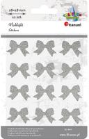 Opakowanie Naklejki kokardy brokatowe srebrne 12szt.TZ-642