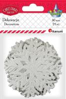 Opakowanie Naklejki papierowe płatki sniegu 24szt srebrne