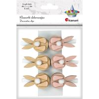 Opakowanie Ozdoba drewniana Klamerki zajączki 6szt