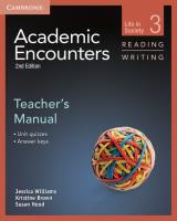 Academic Encounters Level 3 Teacher's Manual Reading and Writing. Autor: Williams Jessica, Kristine Brown, Hood Sue. SmakLiter.pl Okładka książki Academic Encounters Level 3 Teacher's Manual Reading and Writing