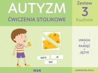 Autyzm ćwiczenia stolikowe. Zestaw kuchnia. Autor: Bala Agnieszka. SmakLiter.pl Okładka książki Autyzm ćwiczenia stolikowe. Zestaw kuchnia