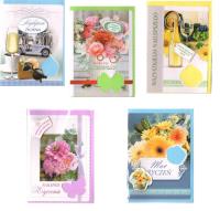 Opakowanie Karnet B6 z naklejką. Życzenia (10szt) MIX