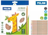 Opakowanie Kredki trójkątne Maxi Natural 12 kolorów MILAN