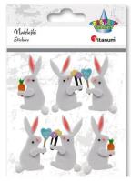 Opakowanie Naklejki filcowe 3D zajączki białe 27x50 mm 6szt