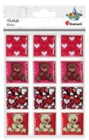 Opakowanie Naklejki wypukłe miękkie serca kw. misie 12szt