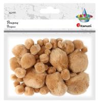 Opakowanie Pompony akrylowe beżowe mix rozmiarów 45szt