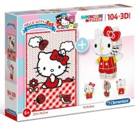 Puzzle 104 3D model Hello Kitty. Wydawca: Clementoni. SmakLiter.pl Opakowanie Puzzle 104 3D model Hello Kitty