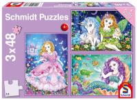 Opakowanie Puzzle 3x48 Księżniczka, wróżka, syrenka G3