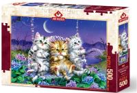 Opakowanie Puzzle 500 Kocięta huśtające się w blasku księżyca