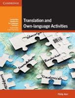 Okładka książki Translation and Own-language Activities