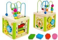 Drewniana Kostka Edukacyjna Labirynt i Koraliki. Wydawca: Lean Toys. SmakLiter.pl Opakowanie Drewniana Kostka Edukacyjna Labirynt i Koraliki