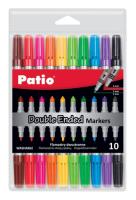 Flamastry Patio dwustronne 10 kolorów. Wydawca: Patio. SmakLiter.pl Opakowanie Flamastry Patio dwustronne 10 kolorów