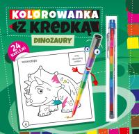 Kolorowanka z kredką. Dinozaury. Autor: Południak Marcin. SmakLiter.pl Okładka książki Kolorowanka z kredką. Dinozaury