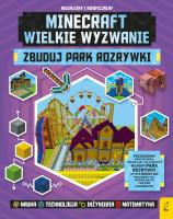 Minecraft Zbuduj park rozrywki. Autor: Anne Rooney. SmakLiter.pl Okładka książki Minecraft Zbuduj park rozrywki