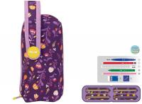 Opakowanie Multipiórnik Milan owalny z 4 piórnikami FLOWERS fioletowy