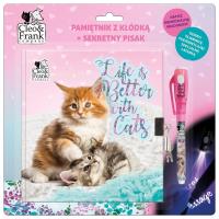Pamiętnik z kłódką+sekretny pisak Cleo i Frank 26 kot. Wydawca: Derform. SmakLiter.pl Opakowanie Pamiętnik z kłódką+sekretny pisak Cleo i Frank 26 kot