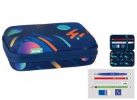 Opakowanie Piórnik Milan usztywniany + 2 saszetki z wyposażeniem PSICOGALAXY niebieski