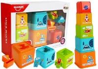 Piramidka Kubeczki Kwadrat z Obrazkami Pojazdów Sorter dla Niemowlaka. Wydawca: Lean Toys. SmakLiter.pl Opakowanie Piramidka Kubeczki Kwadrat z Obrazkami Pojazdów Sorter dla Niemowlaka