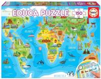 Puzzle 150 Mapa świata dla dzieci (Turystyka) G3. Wydawca: Educa. SmakLiter.pl Opakowanie Puzzle 150 Mapa świata dla dzieci (Turystyka) G3